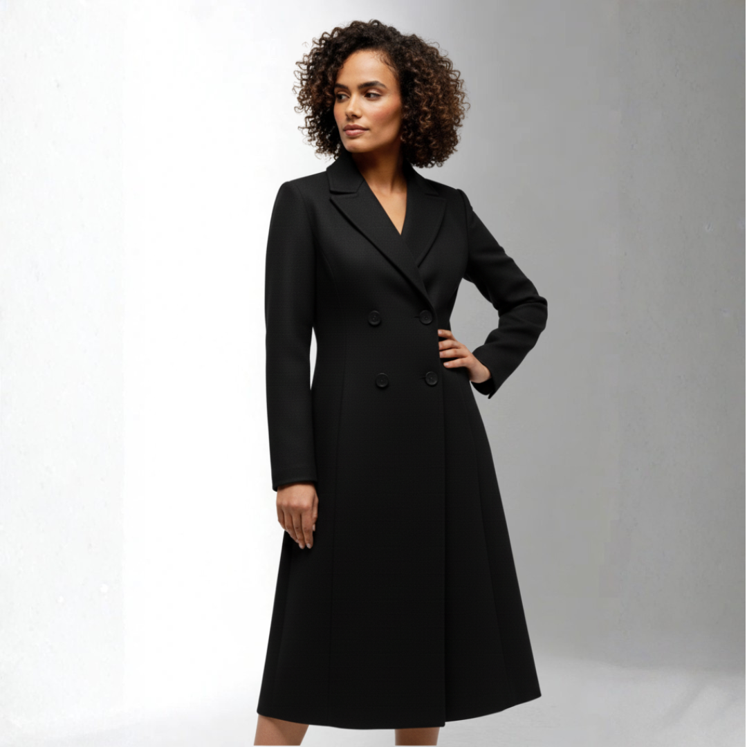 Women’s Black Double Breasted Wool Coat | Ciara wear