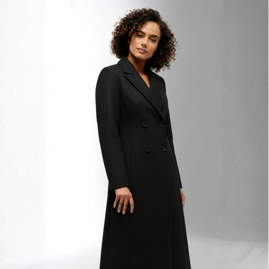 Women’s Black Double Breasted Wool Coat | Ciara wear