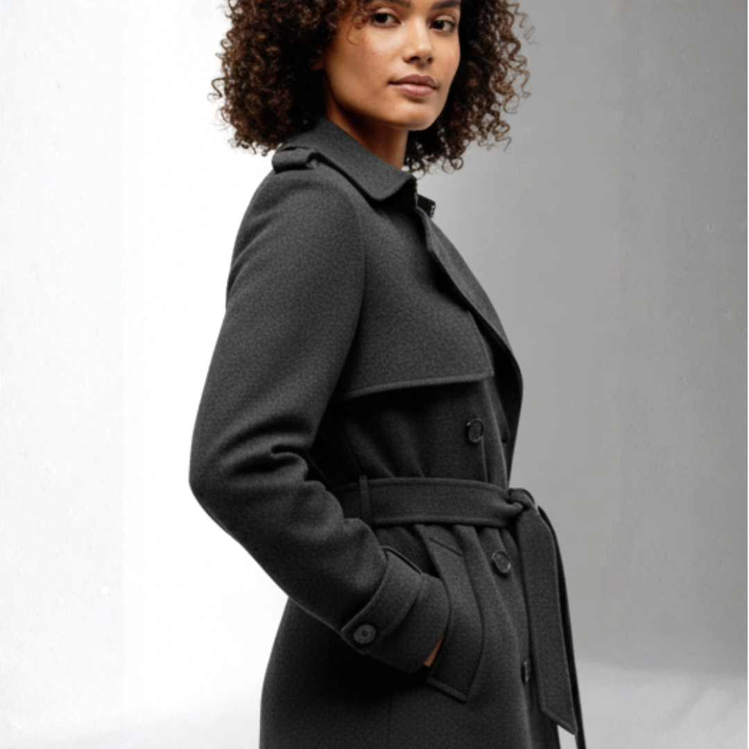 Women’s Dark Gray Belted Wool Coat | Ciara Wear